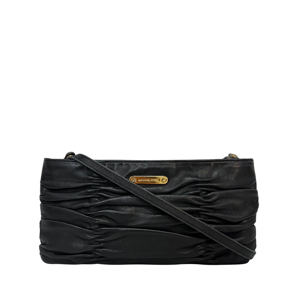 MICHAEL Michael Kors Black Ruched Leather Wristlet Crossbody